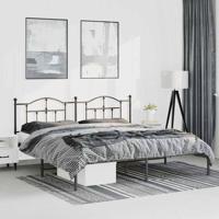 Bedframe met hoofdbord metaal zwart 193x203 cm