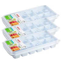 3x stuks Trays met ijsblokjes/ijsklontjes vormpjes 12 vakjes kunststof wit met deksel