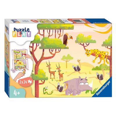 Ravensburger - puzzle - safari tijd 2x24 stuks