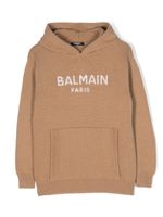 Balmain Kids hoodie à logo intarsia - Marron - thumbnail