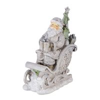 Clayre & Eef Zilvere Decoratie kerstman in slee 10*6*13 cm 6PR4727 - thumbnail