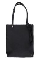 Zusss basic shopper met kwast mat zwart - thumbnail