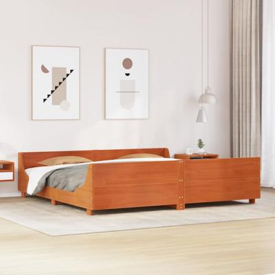 Bedframe zonder matras massief grenenhout wasbruin 180x200 cm