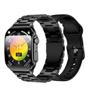 Smarty 2.0 Smartwatch met Siliconen- en Stalen Band | Zwart | SW080H Smarty 2.0 Smartwatch met Siliconen- en Stalen Band | Zwart | SW080H