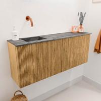 Toiletmeubel Mondiaz Joya Dlux | 100 cm | Meubelkleur Oak | Faye wastafel Sombra Wasbak Links | Zonder kraangat(en)