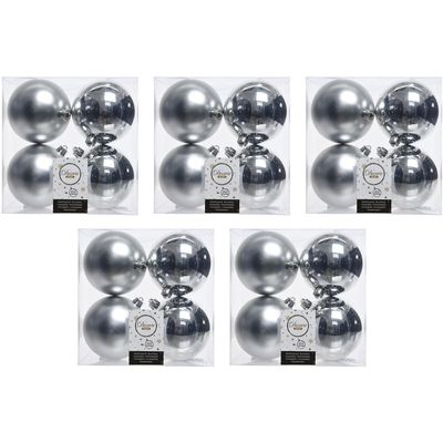 20x Zilveren kerstballen 10 cm kunststof mat/glans