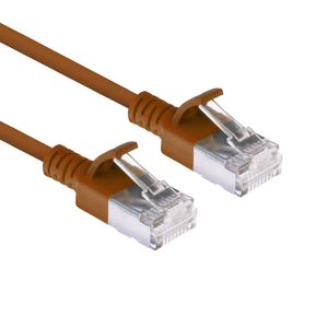 ACT DC7251 LSZH U/FTP CAT6A Datacenter Slimline Patchkabel Snagless | RJ45 Connectoren | Bruin | 1,5 meter