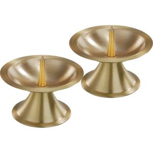 Luxe kaarsenhouder voor stompkaarsen - 2x - goud - metaal - voor kaarsen van 5-6 cm