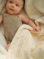 Personaliseerbare ENVIE DE FRAISE deken voor newborns van katoengaas ecru Personaliseerbare ENVIE DE FRAISE deken voor newborns van katoengaas ecru