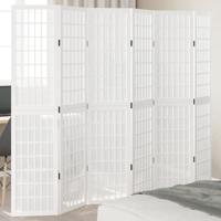 Kamerscherm met 6 panelen massief paulowniahout wit