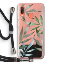 Tropical watercolor leaves: Samsung Galaxy A20e Transparant Hoesje met koord