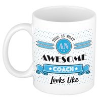 Cadeau koffiemok voor een geweldige coach - blauw - keramiek - 300 ml