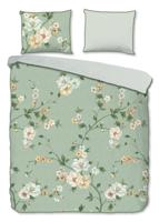 Descanso Dekbedovertrek "bloemen" - Groen - (200x200/220 cm) - Katoen Satijn