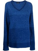 Goen.J pull en maille nervurée à col v - Bleu