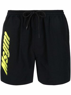 MSGM short de bain à logo imprimé - Noir