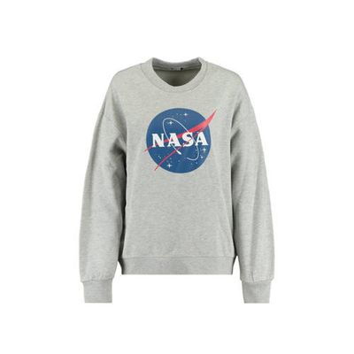 America Today sweater met printopdruk mid grey melange