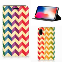 Apple iPhone X | Xs Hoesje met Magneet Zigzag Multi Color