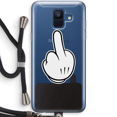 Middle finger black: Samsung Galaxy A6 (2018) Transparant Hoesje met koord