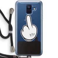 Middle finger black: Samsung Galaxy A6 (2018) Transparant Hoesje met koord