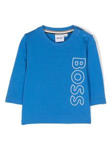 BOSS Kidswear logo-print long-sleeve top - Bleu