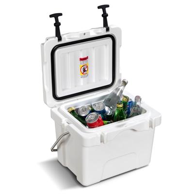 15L Plastic Verwarmingsdoos met Handvat Aftapplug en 2 Bekerhouders Draagbare Koelbox Ideaal voor Buitenactiviteiten (Wit)