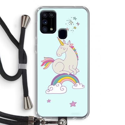 Regenboog eenhoorn: Samsung Galaxy M31 Transparant Hoesje met koord