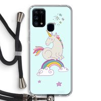 Regenboog eenhoorn: Samsung Galaxy M31 Transparant Hoesje met koord
