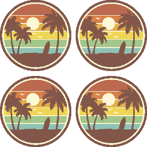 Retro surflandschap onderzetter