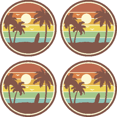 Retro surflandschap onderzetter