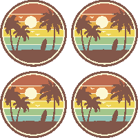 Retro surflandschap onderzetter