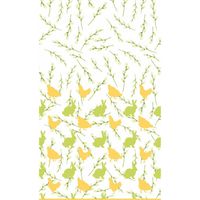 Paasdecoratie konijnen en hanen tafelkleed/tafellaken 138 x 220 cm groen en geel print - Feesttafelkleden - thumbnail