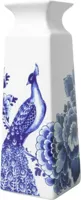 Heinen Delfts Blauw vaas keramiek bloem en pauw 8x8x22cm delfts blauw