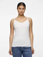 Dames hemd - spaghetti bandjes - Irene - Katoenen onderhemd met smalle bandjes - Wit - Zwart