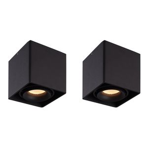 HOFTRONIC™ 2x Dimbare LED opbouw plafondspot Esto Zwart incl. GU10 spot 5W 2700K IP20 kantelbaar