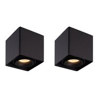 HOFTRONIC™ 2x Dimbare LED opbouw plafondspot Esto Zwart incl. GU10 spot 5W 2700K IP20 kantelbaar