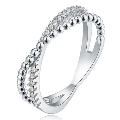 Dames Ring Verzilverd met Zirkonia-18mm