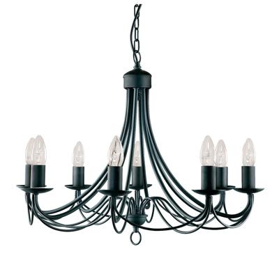 Searchlight Zwarte kroonluchterMaypole 8-lichts - 6348-8BK
