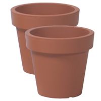 4x stuks basic plantenpot/bloempot kunststof dia 16 cm/hoogte 14.5 cm terra cotta