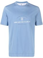 Brunello Cucinelli t-shirt à slogan imprimé - Bleu