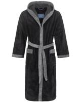 Morgenstern Morgenstern herenbadjas met capuchon Elio 2 zwart Maat XL