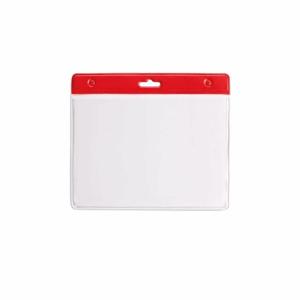 Multipack van 10x Badgehouders - transparant/rood - 11,5 x 9,5 cm - exclusief koord