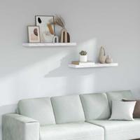 Wandplank 2 pcs Wit Marmer 90 x 23,5 x 4 cm Bewerkt hout