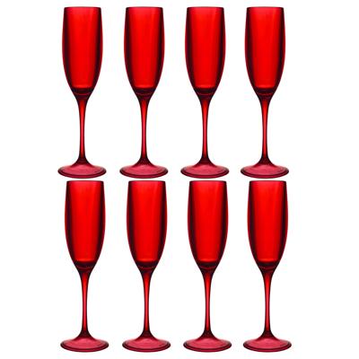 Home Deco Factory Champagneglas - 8x - 13 cl - rood - kunststof - vaatwasserbestendig