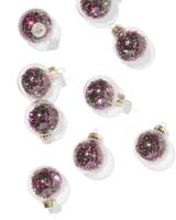 HEMA Kerstballen set 4.2cm glas sneeuw multi - 9 stuks (multi)