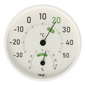 TFA Hygro en thermo meter - binnen en buiten - kunststof - wit - 7 cm - luchtvochtigheidsmeter