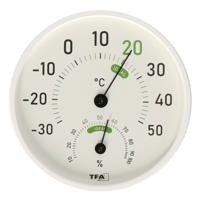 TFA Hygro en thermo meter - binnen en buiten - kunststof - wit - 7 cm - luchtvochtigheidsmeter TFA Hygro en thermo meter - binnen en buiten - kunststof - wit - 7 cm - luchtvochtigheidsmeter