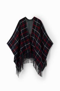 Omkeerbare geruite poncho - BLACK - U