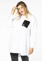 Yoek Blouse met pailletten | Wit | Maat 58/60