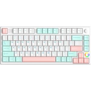 HelloGanss HS75T GC12 toetsenbord 75%, RGB leds, PBT Doubleshot keycaps, hot swap, 2,4 GHz / Bluetooth / USB-C