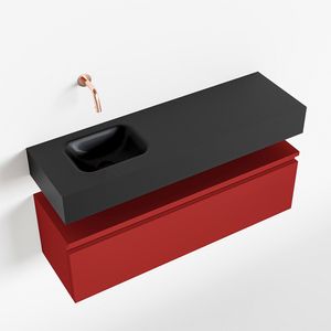 Toiletmeubel Mondiaz Andor | 100 cm | Meubelkleur Fire | Lex vrijhangend wastafel Urban Links | Zonder kraangat
